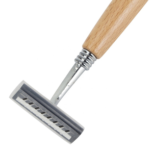 Professional <b>Single</b> <b>Blade</b> Shaving <b>Razor</b> Stainless Steel <b>Blade</b> Wooden Handle Reusable Personal Grooming Tool barber Wholesale - Product Image 3