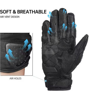 Gants de moto en cuir sur mesure pour l'été avec poignées, sangle de poignet réglable, antidérapants, respirants, légers, unisexes - Product Image 6
