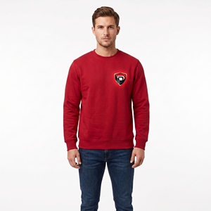 <b>Red</b> <b>Men's</b> Crew Neck <b>Sweatshirt</b> Printed Logo Front Regular Fit Casual Knitted 100% Cotton Spring Solid Color Pullover Streetwear - Product Image 3