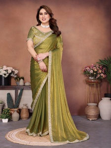 Nouvelle création, sari traditionnel de fête, fantaisie, travail lourd de diamants, pur chiffon Fendy, séchage rapide, mariage, Diwali, festivals, FATEMA - Product Image 2