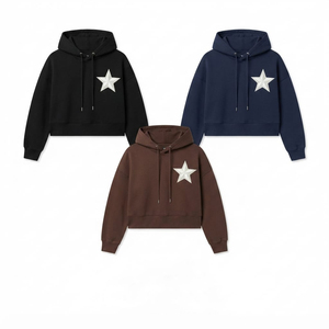 Manufacture Women Wholesale High Quality Tracksuit Custom Cropped Hoodie Full Sleeves Drop Shoulder With Joggers - Product Image 3