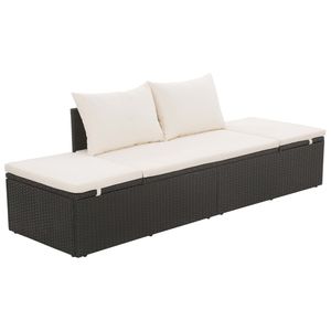 Tumbona Multi-posición con Respaldo de Ratán PE Negro, 76.8 x 23.6 Pulgadas - Product Image 2