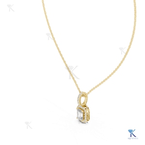 จี้เพชรแล็บโกรว์ทรงเอเมอรัลด์แบบฮาโล สร้อยคอทองคำแท้ 14K 18K สำหรับผู้หญิง หรูหรา เหมาะสำหรับงานแต่งงาน งานวันครบรอบ - Product Image 6