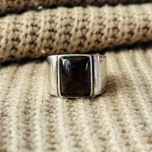 <b>Mens</b> Geometric Black Onyx Brass <b>Ring</b> <b>Silver</b> Plated Signet Bold Statement Wholesale <b>Ring</b> - Product Image 1