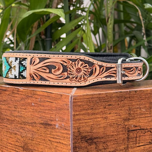 2025 personnaliser tendance concepteur en cuir usiné à la main perlé réglable rembourré cuir de vachette robuste collier de chien accessoires pour animaux de compagnie - Product Image 5