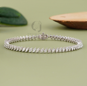 3.03 Carats Marquise Cut Lab Grown Diamond <b>Bracelet</b> 14K White Gold E Color VVS1 Clarity Modern Luxury Jewelry <b>Silver</b> Color Tone - Product Image 2