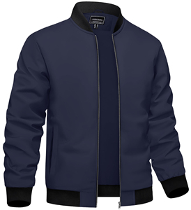 Loose Fit Mens Stand Collar <b>Summer</b> Zipper Outdoor <b>Jacket</b> <b>Lightweight</b> Casual Windproof Polyester Luminous Print Outerwear - Product Image 4