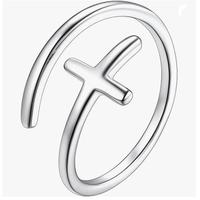 Bague minimaliste chrétienne en argent 925 avec pierre précieuse, sertie en clos, tendance, unisexe, alliance de mariage au design simple, bijoux fins