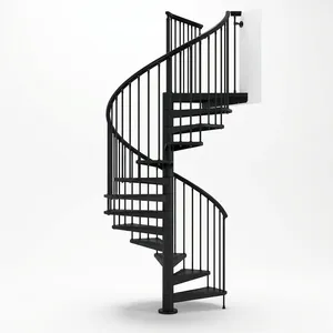 Escalier en spirale en fer avec rampe métallique, design moderne, pour usage extérieur en villa, fixation par boulons, durable - Product Image 6