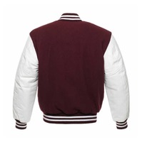 Veste universitaire personnalisée 2024 avec corps en laine et manches en cuir véritable, col montant en toile, veste d'hiver de style Letterman