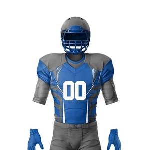 Uniforme de Fútbol Americano Azul Grisáceo Sublimado, Transpirable, Cuello en V, Manga Corta, Ropa Deportiva para Hombre, Ajuste Atlético para Todas las Temporadas - Product Image 5