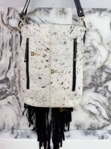 Elegante Bolso de Mano Estilo Occidental para Mujer, de Cuero Vacuno Auténtico con Flecos de Piel, Forro de Nailon, Gran Capacidad, Ligero, Estilo Bohemio - Product Image 2