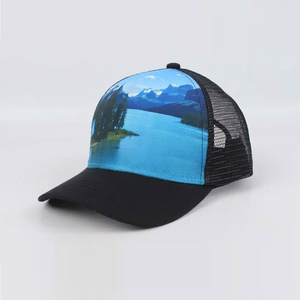 Casquette Trucker Unisexe 6 Panneaux en Maille Réglable pour Extérieur, Chapeau Décontracté Bleu Noir avec Impression par Sublimation sur le Panneau Avant, Printemps-Été, Style Baseball - Product Image 2