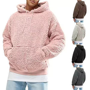 Sweat à capuche polaire personnalisable coupe classique, faible MOQ fournisseur, motif uni, matière polyester/coton, design color block, hiver - Product Image 5