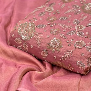 Export Quality Embroidered Silk Fabric with Beads Bulk Supply Silk Fabric with Beaded Embroidery For Clothing Industry Beaded - Product Image 1