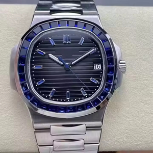 2026 Premium Quality Fuliy Iced Two Tone Luxury Stainless Steel Original Hip Hop Blue Dial ETA Quartz 20mm Glass Men Watch - Product Image 2