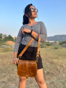 Bolso de mano de cuero auténtico de grano completo hecho a mano para mujer, bolso de hombro cruzado de uso de oficina de cuero Vintage auténtico - Product Image 4