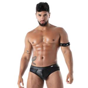 Collier en cuir noir Kinky Pocket, collier fétiche réglable pour hommes - Product Image 2