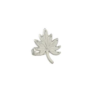 Silver Color Leaf Style Semi-<b>Circle</b> Shape 4.5cm Width Modern Luxury Aluminum Napkin <b>Rings</b> Set Wholesale Wedding Decorative Metal - Product Image 1