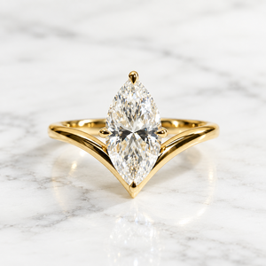 1 Carat Marquise Cut Lab Grown Diamond <b>Ring</b> IGI Certified 925 <b>Sterling</b> <b>Silver</b> 18K Gold Plated Solitaire <b>Engagement</b> <b>Ring</b> - Product Image 1