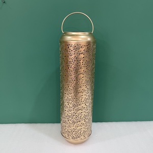 Lantern With Floral Cutout Design <b>For</b> Home <b>Decoration</b> Durable Metal Candle Holder - Product Image 1