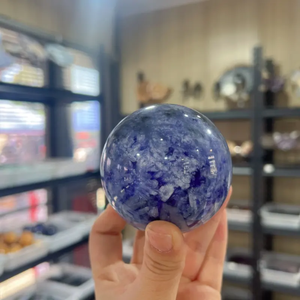 Esfera de Sodalita Natural, Bola de Cristal Pulido, Piedra Redonda Curativa, Decoración Feng Shui para el Hogar, Colección Ruhi Agate Gujarat - Product Image 2