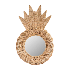 Elegante Espejo Infantil de Ratán Hecho a Mano con Diseño de Piña, Espejo de Pared de Madera Sostenible para Decoración - Product Image 1