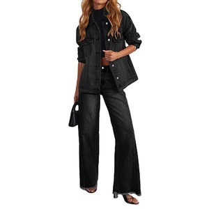 Ensemble denim de haute qualité pour femmes Prix de gros Meilleur ensemble denim 2 pièces taille personnalisée et personnalisation des couleurs - Product Image 1