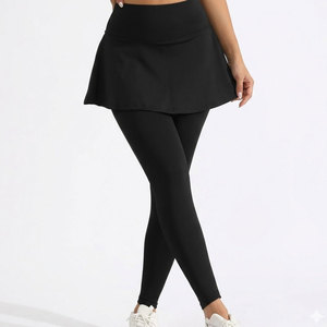 Leggings de yoga 2-en-1 en polyester et coton tricoté respirant, taille mi-haute, décontractés, design personnalisé, dernière collection, vente en gros - Product Image 1