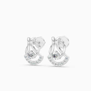 Boucles d'oreilles clous classiques plaquées rhodium avec zircon rouge et accents de diamants, bijoux romantiques unisexes pour mariage, cadeau - Product Image 3
