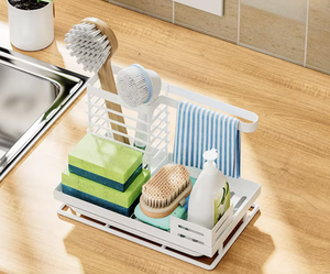 Estante Metálico Plegable y Apilable de un Solo Nivel para Esponjas de Fregadero, Organizador de Esponjas, Cepillos y Toallas de Cocina con Drenaje - Product Image 3