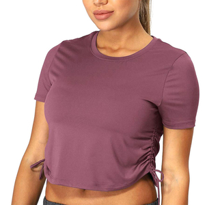 T-shirts courts en coton de qualité supérieure pour femmes, à manches courtes, imprimés, motifs unis, respirants, printemps-été, service OEM - Product Image 1