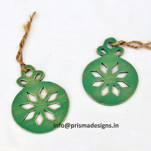 Rustic Wooden <b>Christmas</b> Snowflake Ornaments <b>Vintage</b> Green Cutout Hanging <b>Baubles</b> Tree Decoration DIY Crafts Holiday Pendant - Product Image 1