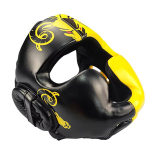 Protège-tête de boxe en cuir PU jaune avec motif animalier noir, fermeture auto-agrippante, équipement de protection pour adultes unisexe - Product Image 5