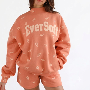 Sweat-shirt à col montant pour femme en mélange de coton brossé doux, coupe décontractée, pull personnalisable avec logo, fournisseur OEM ODM d'usine - Product Image 3