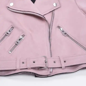 Chaqueta de Motociclista SEAMER WEAR Rosa de Cuero Genuino para Mujer, Estilo Biker Regular con Cierre de Cremallera, Moda de Invierno - Product Image 5