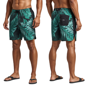 Shorts de bain de luxe pour hommes, style marin, avec tissu premium à séchage rapide, motifs géométriques numériques et design de plage moderne - Product Image 2