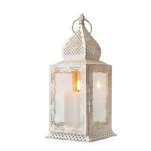 Lanterne décorative vintage en métal blanc, écologique, faite à la main, avec panneaux en verre, à suspendre ou à poser sur table, pour Noël, la maison et le jardin - Product Image 1