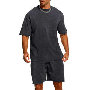Camisetas de Manga Corta para Hombre, Conjunto de Dos Piezas, Color en Contraste, 100% Algodón, Transpirable, Estilo Urbano, OEM, Nueva Llegada, Gran Venta - Product Image 1