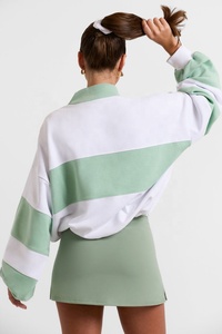 Custom Logo Women Spring Oversized <b>Pullover</b> <b>Jumper</b> Long Sleeves Drop Shoulder Turtleneck Sweatshirt Cotton Double Layer Sweats - Product Image 2