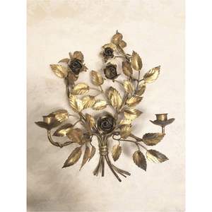 Applique murale vintage en métal feuille de chêne, porte-bougie, candelabre en fer bronze antique, décoration intérieure, éclairage mural luxueux en forme de feuillage - Product Image 2