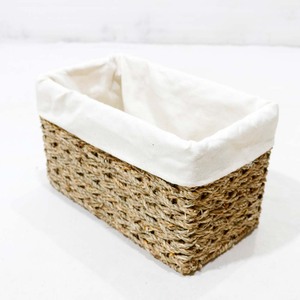 Best Selling Eco-Friendly Rustic Rectangular Seagrass Storage Basket Woven <b>Shelf</b> Organizer with Fabric <b>Liner</b> - Product Image 3