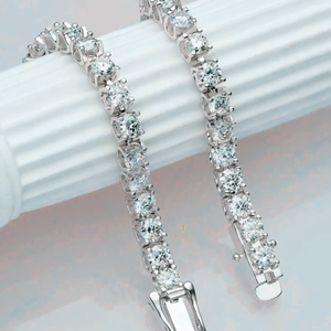 Round Cut Lab Grown Diamond Tennis <b>Bracelet</b> 14KT <b>Solid</b> <b>Silver</b> IGI Certified Luxury Engagement Wedding Gift Unisex Unique Design - Product Image 3