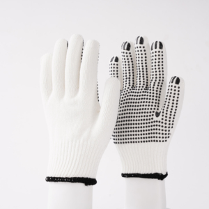 Gants de sécurité en coton tricoté avec points PVC de haute qualité, points noirs sur les bouts des doigts, antidérapants, pour travaux polyvalents - Product Image 1