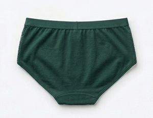 Ropa Interior de Algodón y Elastano para Mujer, Color Verde Oscuro, con Ribete de Encaje, Tejido Transpirable, Ajuste Estándar - Product Image 2