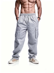 Pantalon cargo en toile Mego Industry léger, respirant, écologique, séchage rapide, coupe droite, fermeture éclair, taille mi-haute, décontracté pour homme - Product Image 6