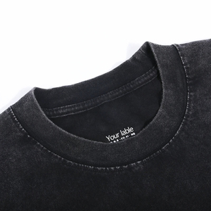 Men's Washed Regular Fit V-neck Short Sleeve Solid Gray Knitted Blank Casual <b>T</b>-Shirt 100% Cotton Breathable Quick Dry <b>TRACK</b> - Product Image 3