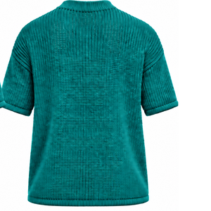 Teal <b>Green</b> <b>Men</b> Knitted <b>T</b> <b>Shirt</b> Short Sleeve Crew Neck Textured Casual Top Custom Printed Streetwear Summer Fashion Wholesale - Product Image 2