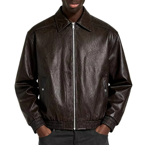 Popular New Men's Jacket, Short Style, High-quality Vintage Pu Leather Jacket for Men's Coat Sports <b>Cardigan</b> High Quality - Product Image 1