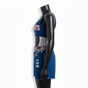 Ensemble de bikini pour femmes en polyester et élasthanne 240 GSM, bleu, avec panneau en maille, logo brodé, design personnalisé, bikinis pour femmes - Product Image 4